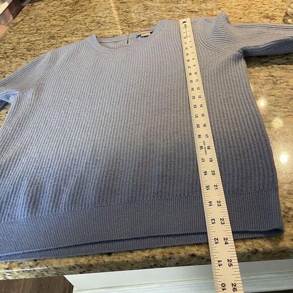 Amicale Blue Women’s L Crewneck Sweater 100 Cashmere Dip Dye  Classic Preppy - Picture 8 of 8